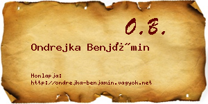 Ondrejka Benjámin névjegykártya